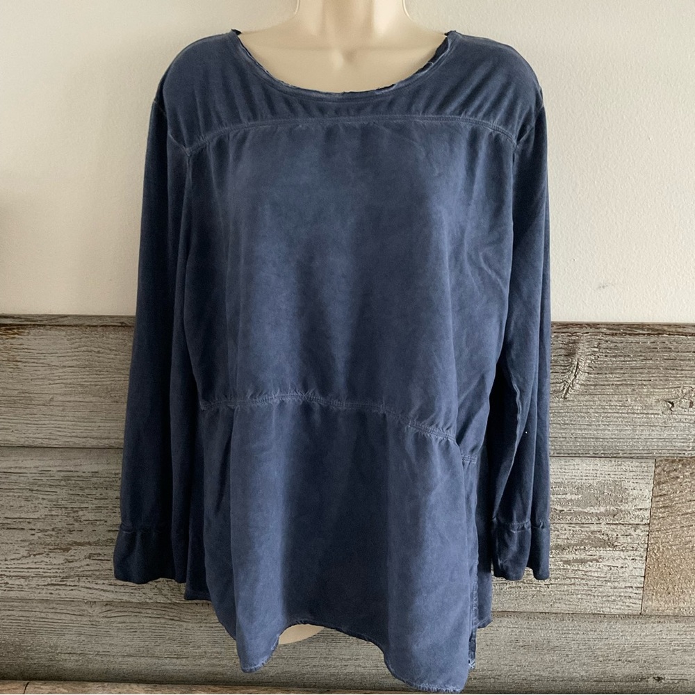 Crosby blue asymmetrical slightly Ruched top